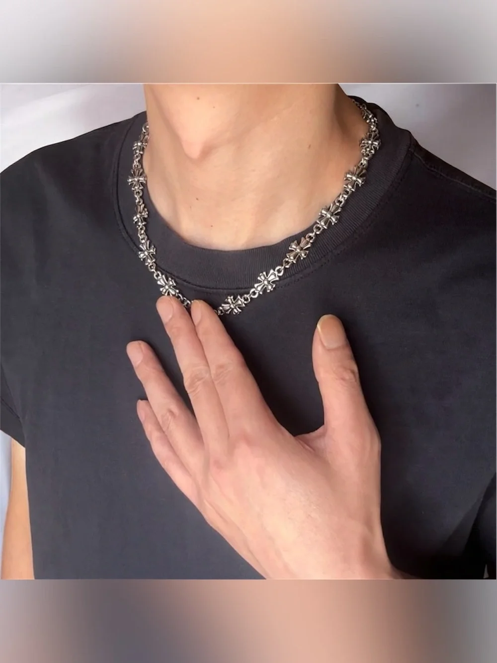 Cross Link Chain Necklace for Men Women Punk Hip Hop Streetwear Unisex Necklace